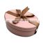 Matte laminated oblong paper verpackung box with round silk ribbon wedding favor top bottom gift box