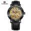 FORSINING 9005 Men Automatic Mechanical Stainless Steel Case Watch High Quality Leather Watch Strap