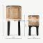 New Design Rattan Set of 2 Planters with Stands, Natural Cane & Black Wicker Flower Pot Holder Basket Wholesale