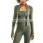 Nude feeling  2/3PCS Yoga Set Womens Yoga Outfit Gym Fitness Suit Active Wear Workout Sports Halter Bra Set Zip Jacket Yoga Wear