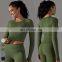 Wholesale Activewear 4 Piece Suit Workout Wear Sports Bra Leggings Long Sleeve Tshirt Gym Fitness Sets Women Seamless Yoga Set