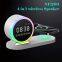4 in 1 multifunctional Alarm Clock Wireless Charger Bluetooth White Noise Speaker with Colorful Night Light