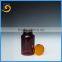plastic Material and pharmaceutical amber plastic pill/capsule bottle with CRC cap/aluminum metal cap