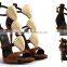 Mature Sexy Women High Heels Summer Shoes Brown Lamb Suede Leather Shoes Metal Shells Embellish Open Toe Sandals 2015