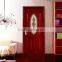 China high quality half view art glass solid wood door for bathroom