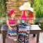long pink chevron summer matching mommy and me maxi dress