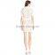 latest trendy charming women dress crocheted shirt collar short sleeve waist belt bodycon above knee mini casual dress