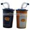 factory wholesale tumbler with straw and photo insert layer or thermosensitive color changing decor
