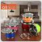 Color Coating 10pcs stainless stock pot set withRiveted stainless-steel handles and 3ply bottom for induction