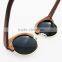 Wood half frame polarized glasses wooden half mirror coating sunglasses