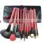 professional red/black 18 piece cosmetic makeup brush set with make up case