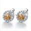 18K gold golden diamond earring sapphire diamond earring