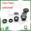 Wholesale high quality 4 in 1 lens with clip as a set fisheye+marco+wide+telephoto lens for iphone samsung nokia HTC