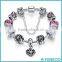 Custom 925 Sterling Silver Heart Sexy Charm Bracelet with Safety Chain & Black Beads for Women ,Bracelet Charm