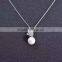 Three colors pearl with butterfly charm necklace with silver