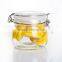 0.5L High quality glass storage jar/glass jar with metal clip/glass airtight jar