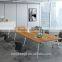 simple design wood veneer conference table with table top socket