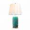 popular in Russia modern style mercury glass lamp with glass lampstand and white barrel fabric shade