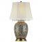 brass copper base special modern green desk light with white empire lampshade