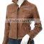 Women Leather Jackets & Straight Collar and Cream Waxed Wear