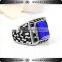 Big Blue Crystal Stone Design White K Plated Stainless Steel Ring