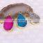 Mix Color Water Drop Agate Quartz Stone Druzy Pendant Gold Plated Charm Stone Pendants