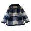 Plaid pattern tailored collar girls thick sweater coat