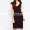 Wholesale Latest Design Sweetheart Neck Cap Sleeve Women Black Pencil Dress