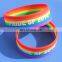 silicone gay pride wristbands , cheap printing silicone soft bangle for gay / lesbian