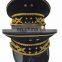 top quality of gold embroidery visor and cap band military peak cap