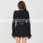TWOTWINSTYLE Dress For Women V Neck Long Sleeve High Waist With Sashes Vintage Patchwork Feather Mini