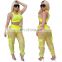 2020 New Arrival Wholesale Two Pieces Outfits Color Block 2 Piece Transparent Sexy Crop Top Suit Short Woman Set