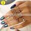 2021 Boho Vintage Ring Set Gold Knuckle Rings For Women Crystal Star Crescent Geometric Female Finger Rings Set Jewelry