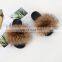 2020 new design wholesale price fox fur solid and rainbow color fashion antiskid soft sole comforter women fur slippers