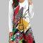 Multi color printed loose and versatile long-sleeved dress