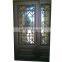 wrought iron exterior grill door designs with glass sidelight panels