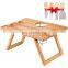 Portable Wine Picnic Table Foldable Bamboo Snack Table with Wine Bottle holder for Concerts at Park Beach
