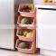 4Pcs Stackable Storage Basket Organizer  Food Snacks Toys Plastic Storage Bins Plastic Stackable Storage Bins for Pantry