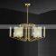 Nordic restaurant small chandelier bedroom bedside luxury brass alabaster pendant lamp