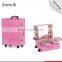 New Hot Sell Professional Rolling Wheeled Trolley makeup case High Quality PVC Makeup Cases with Carry Bar