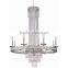 large silver modern hanging pendant light fixture with crystal