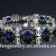 High quality wedding jewelry green rhinestone bracelet platinum plated bracelet