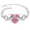 New Fashion FAITH Letter Jewelry Mom Sister Daughter Bracelet FAITH Heart Shape Beads Crystal Rhinestone For Women Gifts