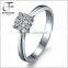 925 Sterling Silver White Gold Plated 4 Claw Set Round CZ Cubic Zirconia Solitaire Engagement Promise Bridal Wedding Ring