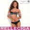The Mystery of Elastic Straps - RELLECIGA Black Strappy Push-Up Bandeau Top & Strechy Cheeky Low Waist Bottom Swimwear