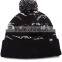 Comfortable White Letters Jacquard Winter Beanies/Customized Blank Rasta Pom Pom Beanies