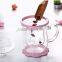 fancy tea set double wall borosilicate glass cup with lid