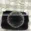 Luxury Adorable Design Mink Fur Chain Purse With Huge Fox Fur Pompom Ladies Cute Handbag Wallet