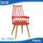 KD cheap plastic dinning chair with wood legs