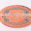 Orange oval design sewing jeans leather label with custom metal